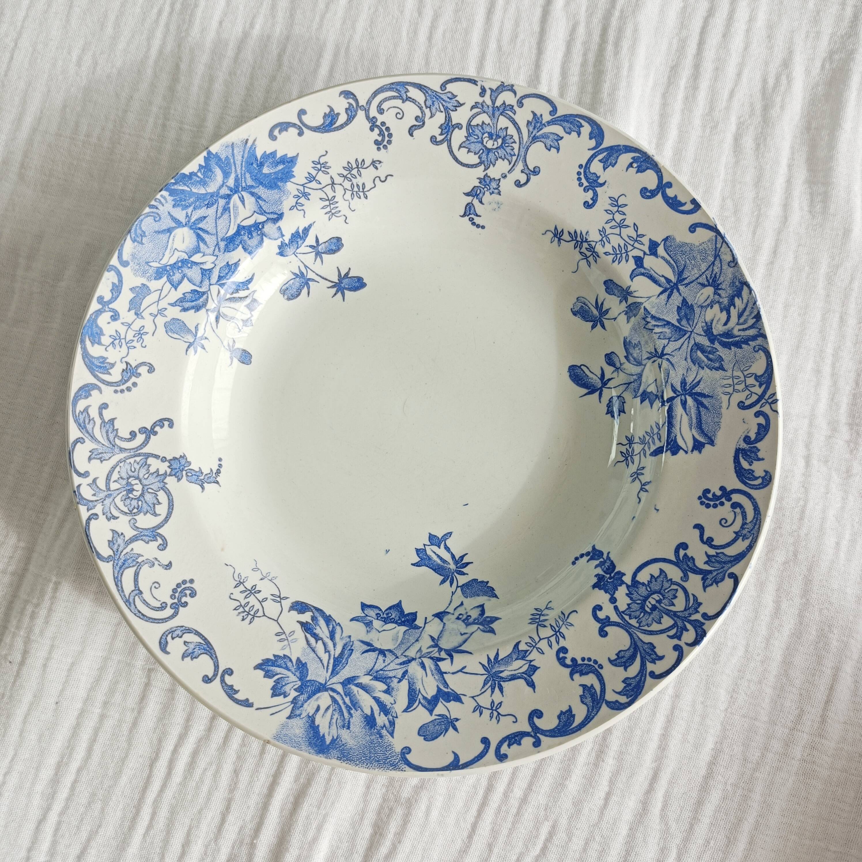 Set of 6 Saint Amand et Hamage iron earth soup plates, Bellflower