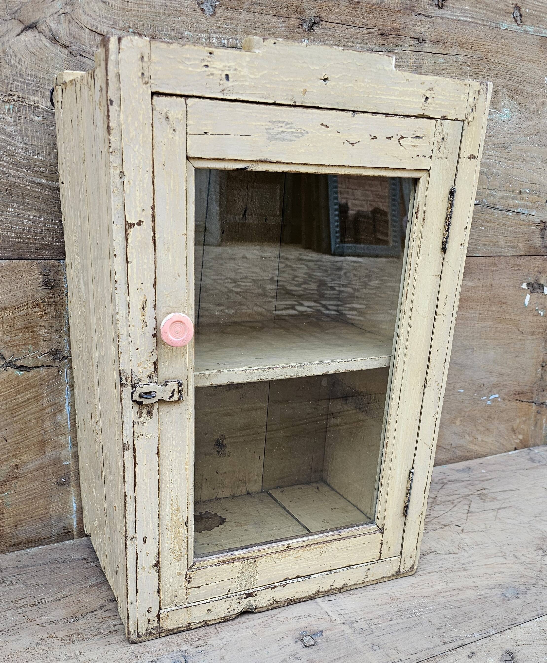 Antique Art Deco wall display cabinet in Burmese teak.