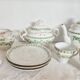 Fine porcelain coffee service, green and gold (ref 5)