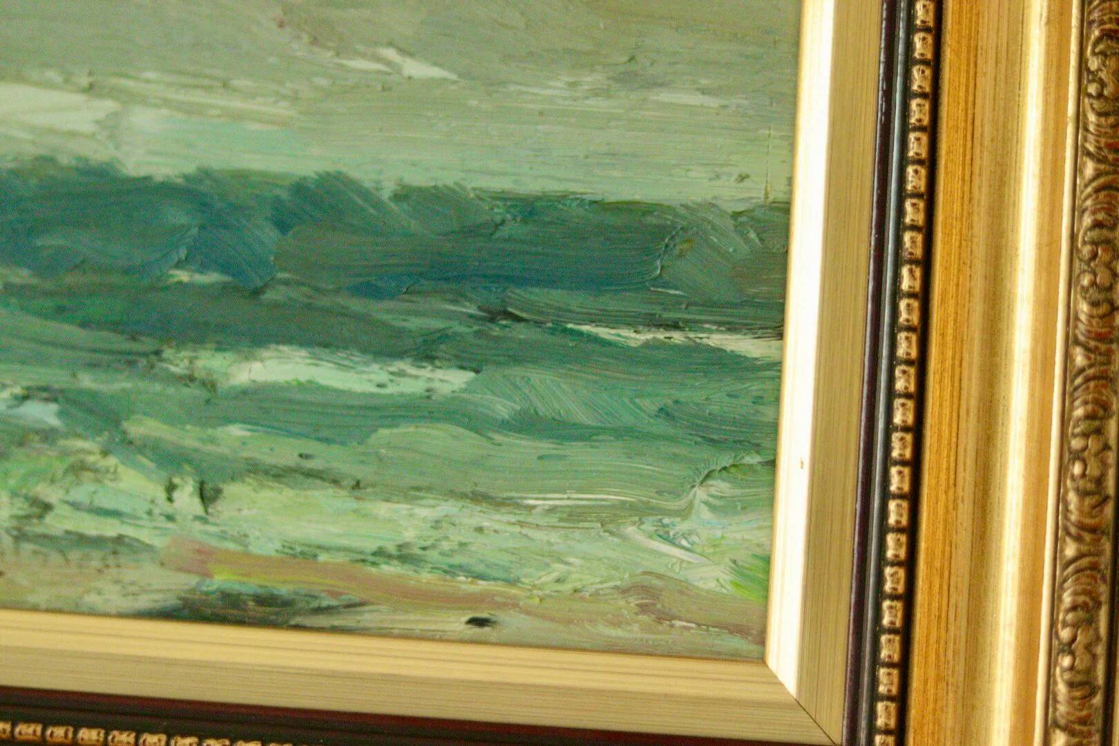 Original vintage oil on panel – ocean landscape