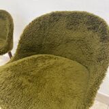 Vintage chairs - Retro chic design - Moss green fur