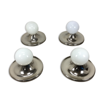 4 Lightball Achille Castiglioni wall lamps for Flos, large chrome models
