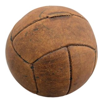 Vintage Brown Leather Medicine Ball, 1930's