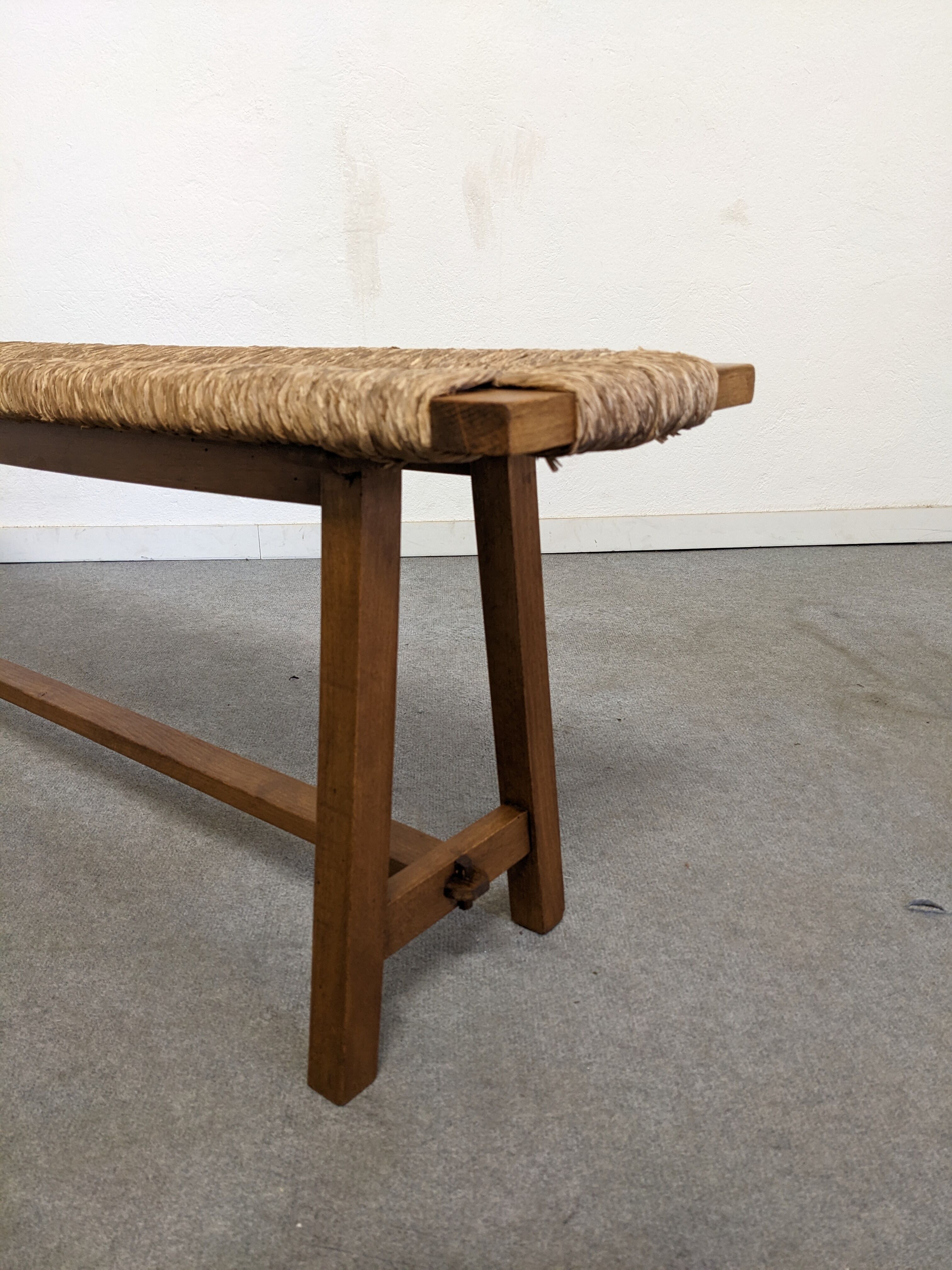 Wooden bench and marsh straw 50s/60s