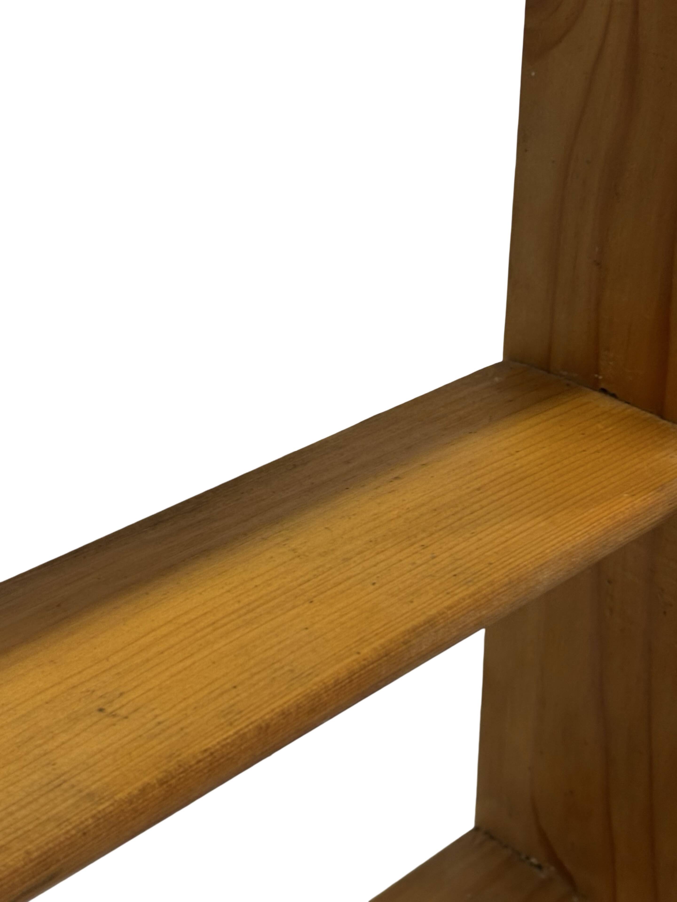 Vintage wooden wall shelve rack bookshelf in pinewood minimalist design