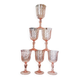 6 vintage white wine glasses in pink Rosaline Arcoroc Luminarc glass 10 cl
