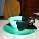 Vintage coffee cup in two-tone earthenware from Vallauris, Cerenne spirit.
