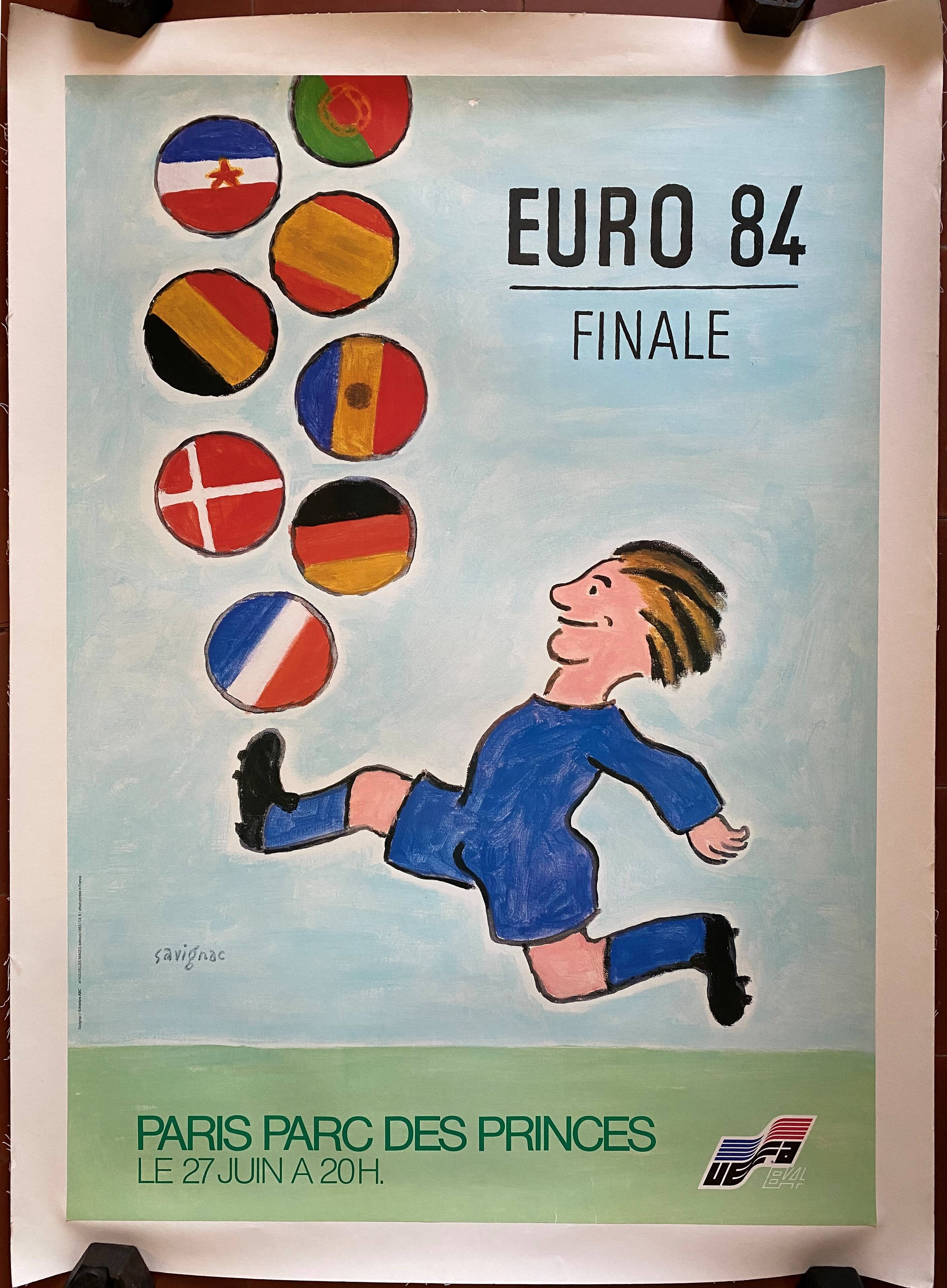 Original poster "Euro 84 Final Football" Raymond Savignac 60x84cm 1984