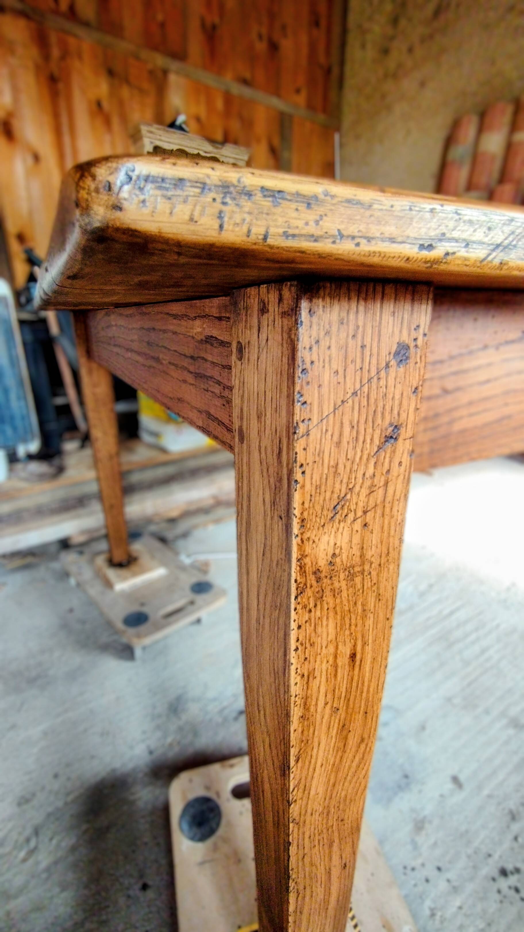 Solid oak farmhouse table, 270x120 cm, with 4 drawers