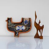 Large Mid-Century Scandinavian Modern pottery wall decor by Hellström
