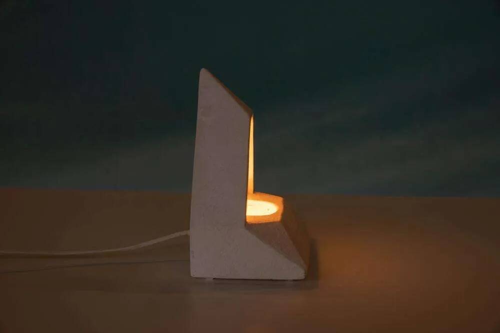 Egyptian stone table lamp, vintage 70s/80s mood lamp.