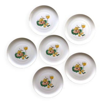 Set of 6 small porcelain plates table decor Alliance CNP