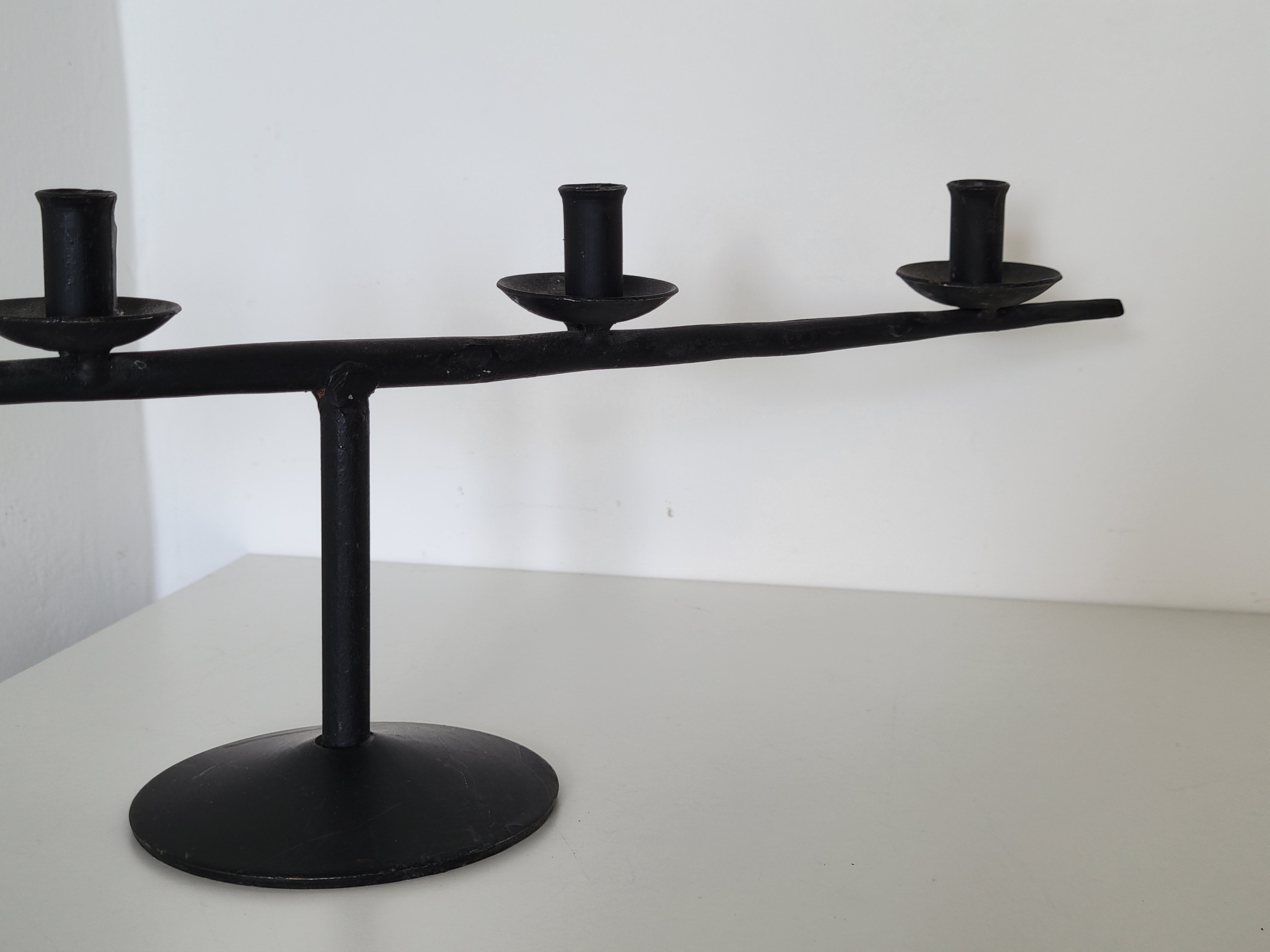 Brutalist candlestick candlestick with 4 metal branches