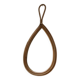 Vintage teardrop rattan mirror