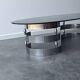 Table basse design en verre fumé et chrome 1970