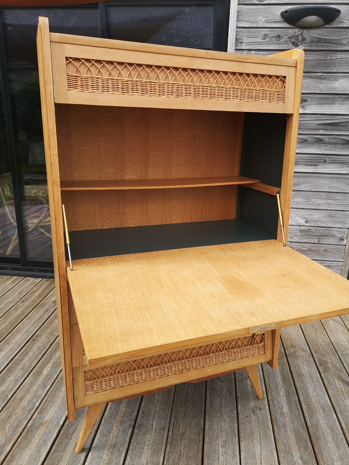 Secretary oak and rattan