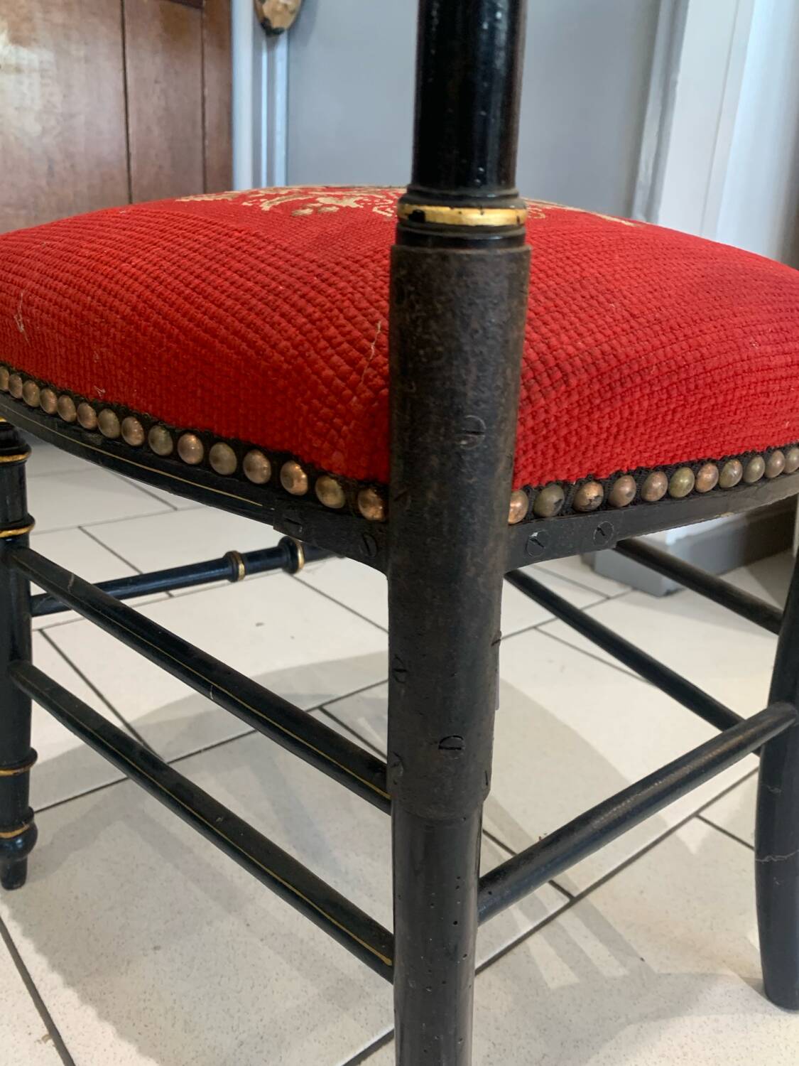 Antique Napoleon III Chair Embroidery