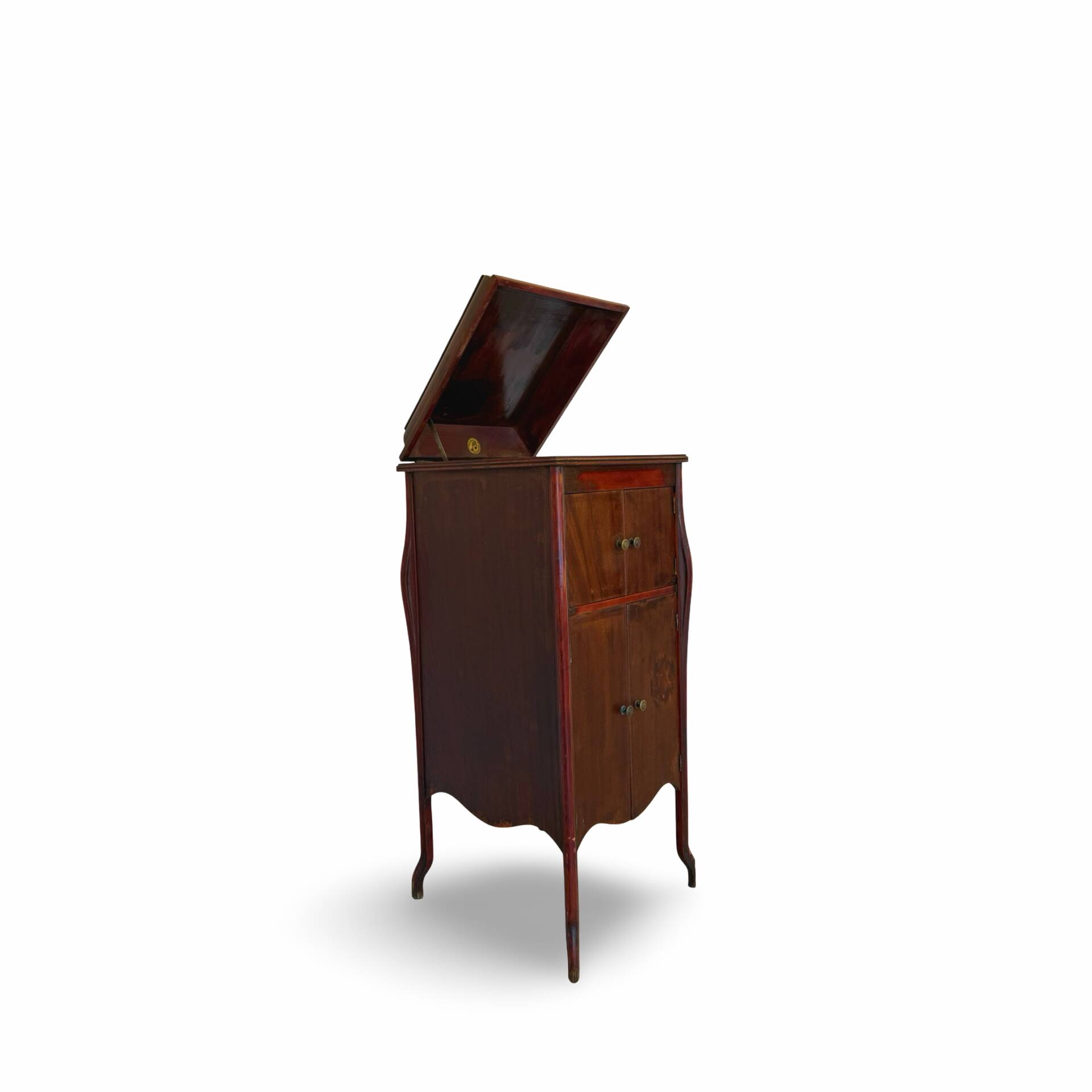 Italian floor-model upright phonograph cabinet, 1900s
