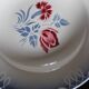 6 mismatched red and blue Art Deco soup plates, Badonviller Digoin