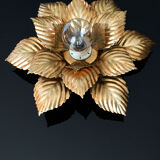 Masca floral wall lamp, metal with gold leaf, 1970