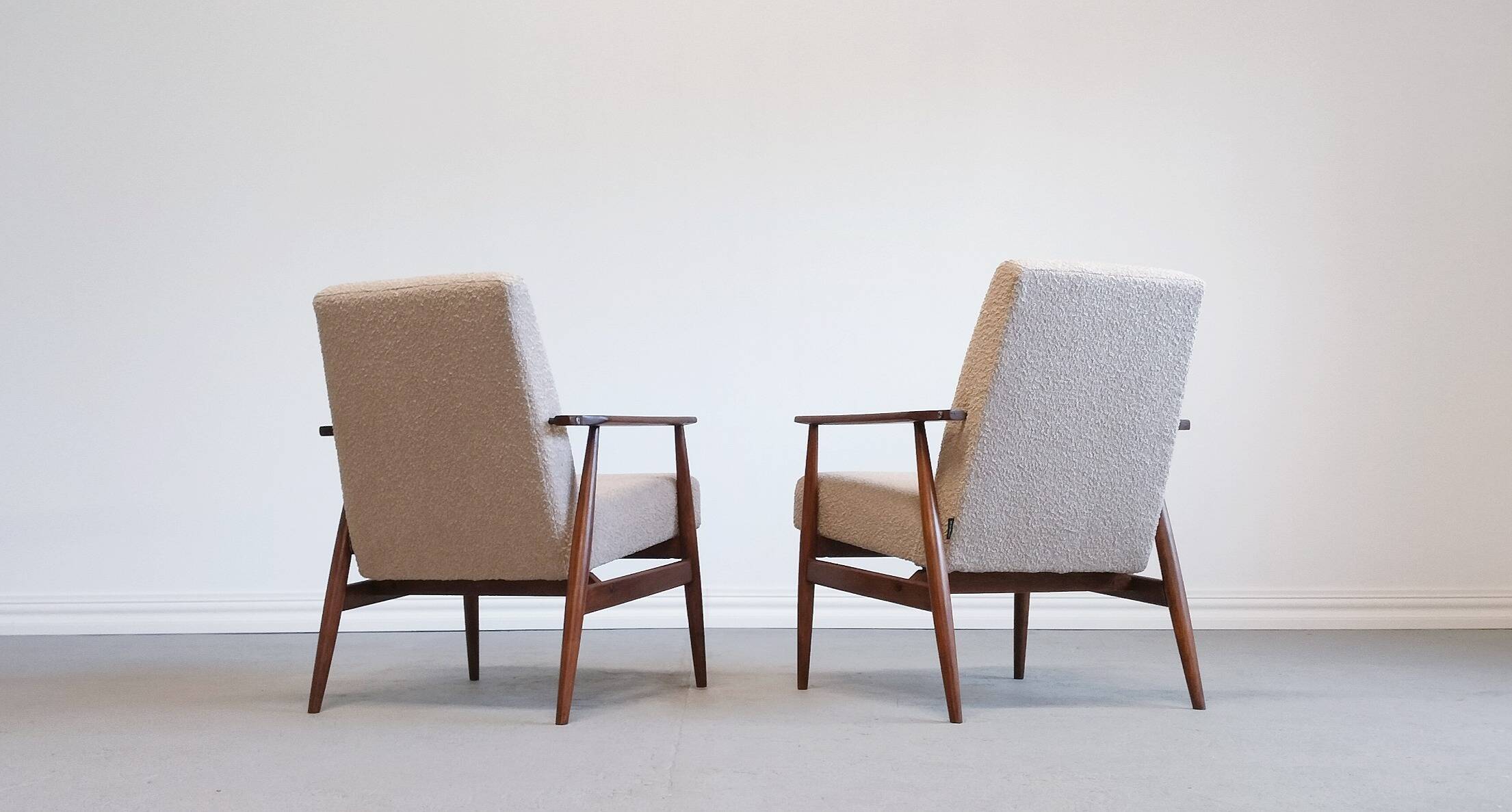 1960 Henryk Lis Mid Century Armchair in Beige Boucle