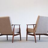 1960 Henryk Lis Mid Century Armchair in Beige Boucle
