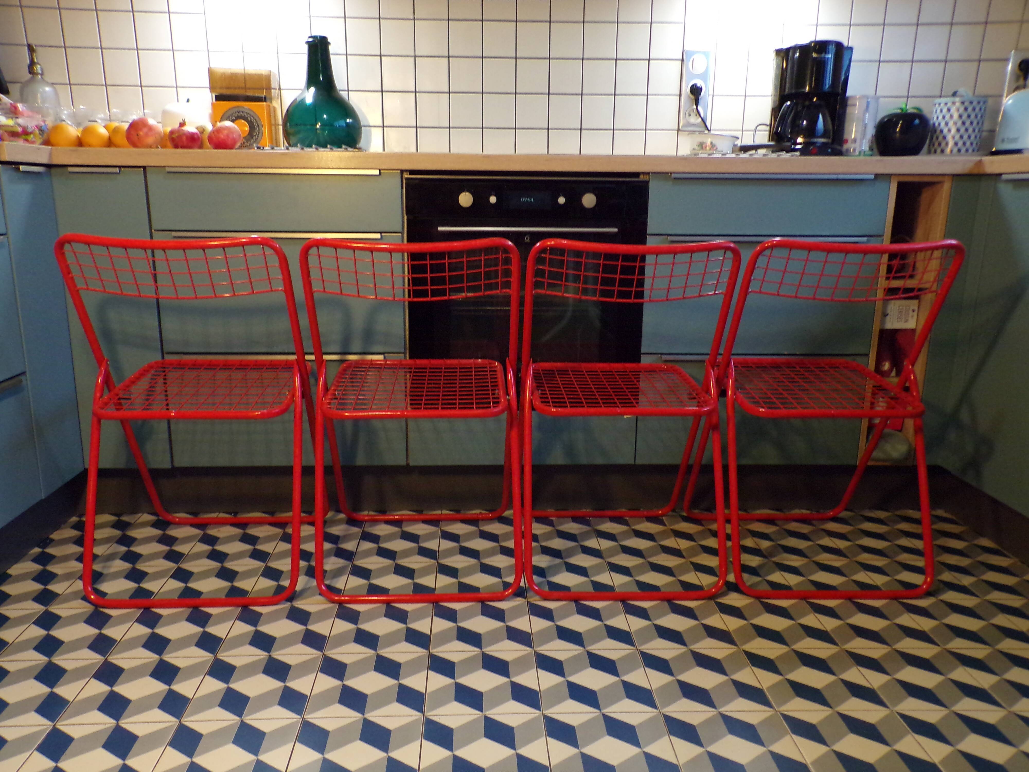 4 ted net mesh folding chairs by Niels Gammelgaard for ikea