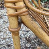 Vintage rattan magazine rack table
