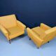 Pair of retro armchairs mid-century upholstered lounge chairs, Central European, mid-20th century