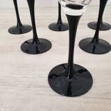 6 cocktail glasses / black stem martini glasses