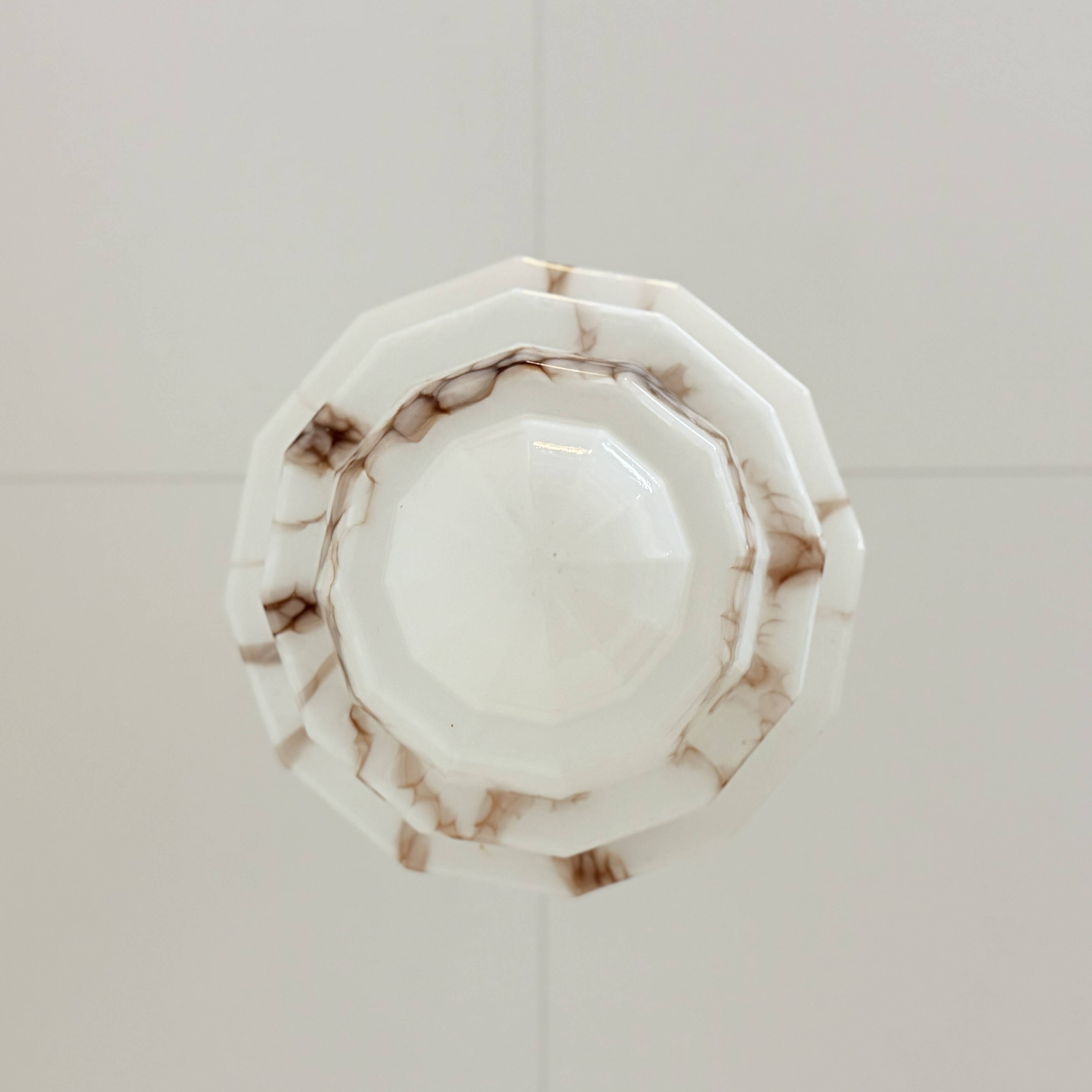 Art Deco pendant lamp with marbled glass shade
