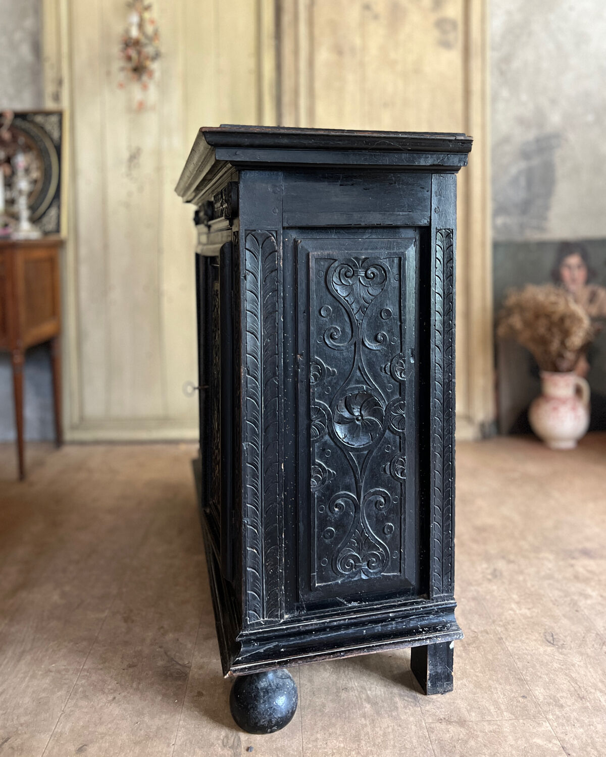 Blackened wood sideboard