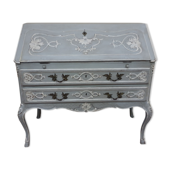 Bureau de pente Louis XV patiné gris