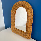 Vintage oval wicker mirror 31x41cm