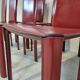 Red leather dining chairs by De Couro Brazil, 1980s - set of 8