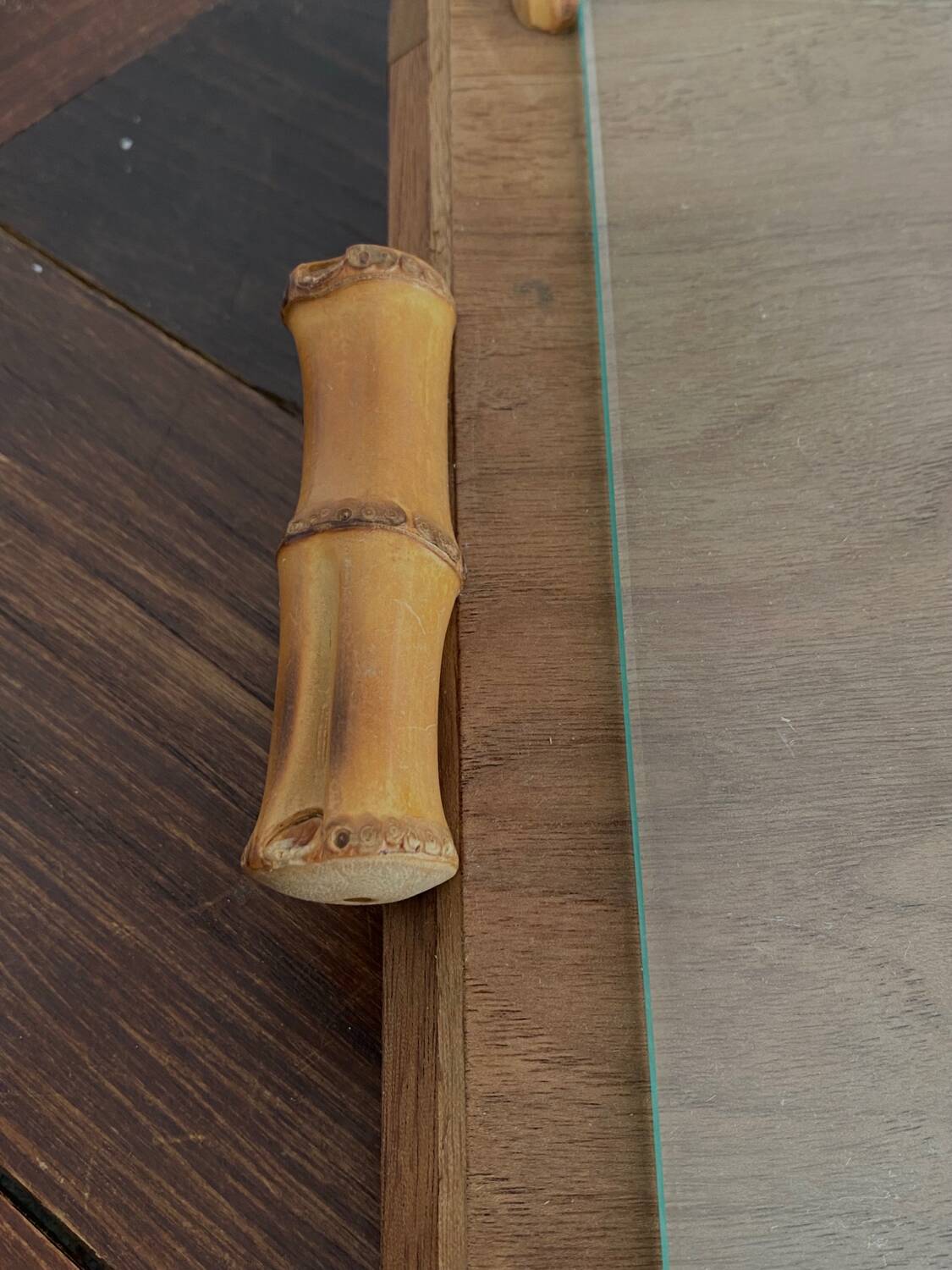 Wooden and bamboo glazed tray