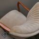 Vintage armchair 50s 60 velvet beige champagne