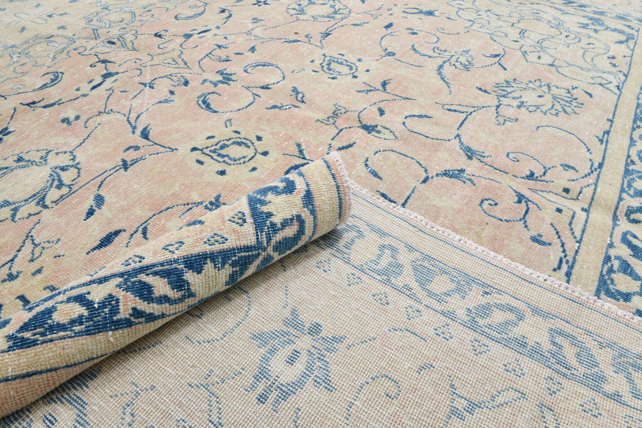 12x15 Soft Beige & Blue Classic Vintage Persian Rug, 274x397 Cm