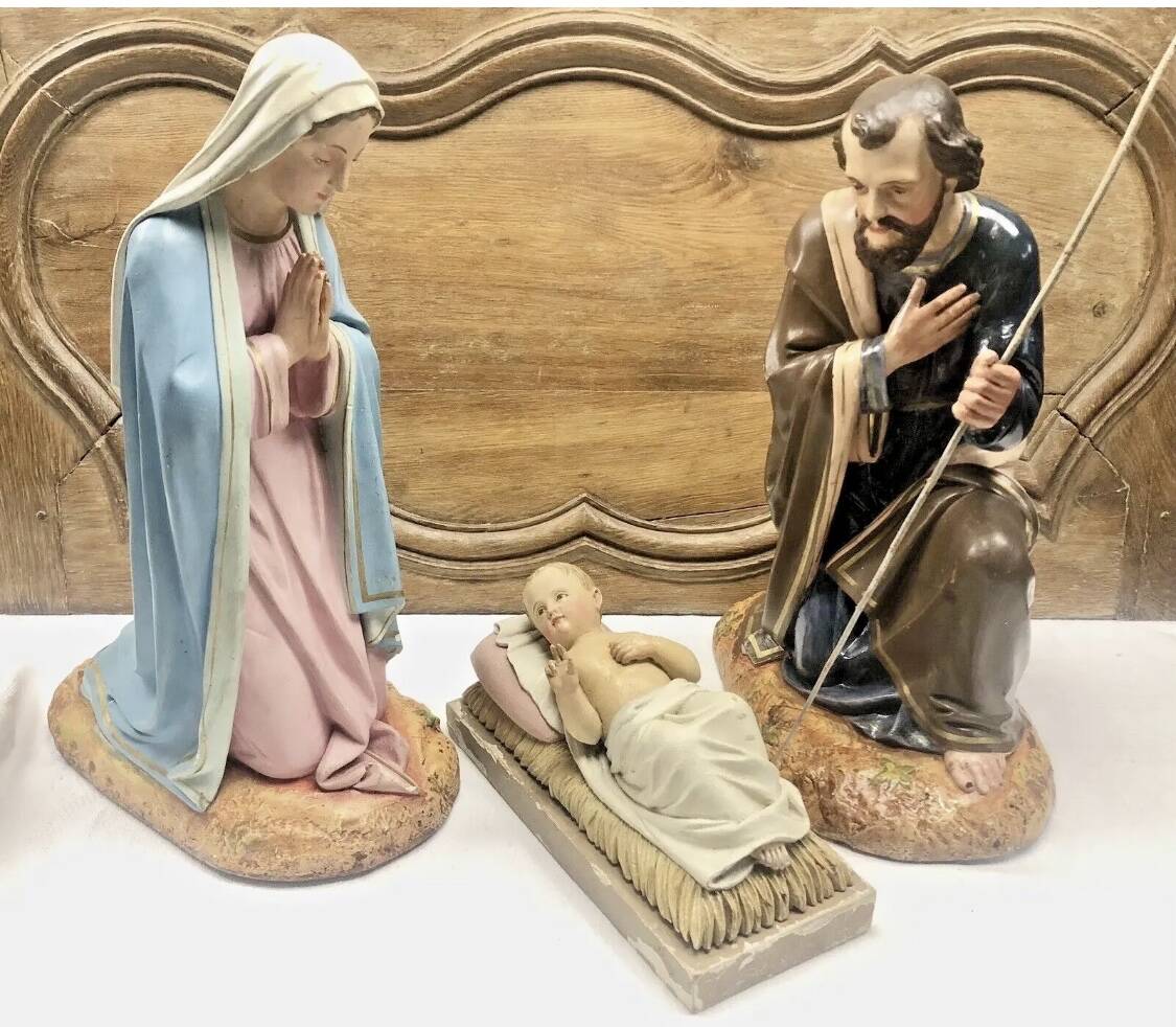 Altar angel statue 26.5 cm plaster santon church nativity scene