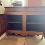 Very old, 2 doors, 2 drawers.