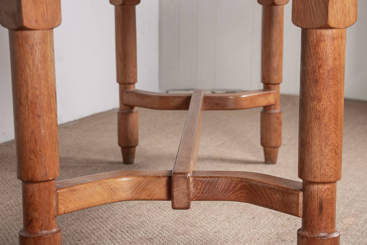 Large extendable dining table, 320 cm, in oak, Guillerme and Chambron.
