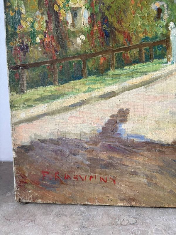 Une balade au parc, huile sur toile signée Rasumny (1869-1940)
