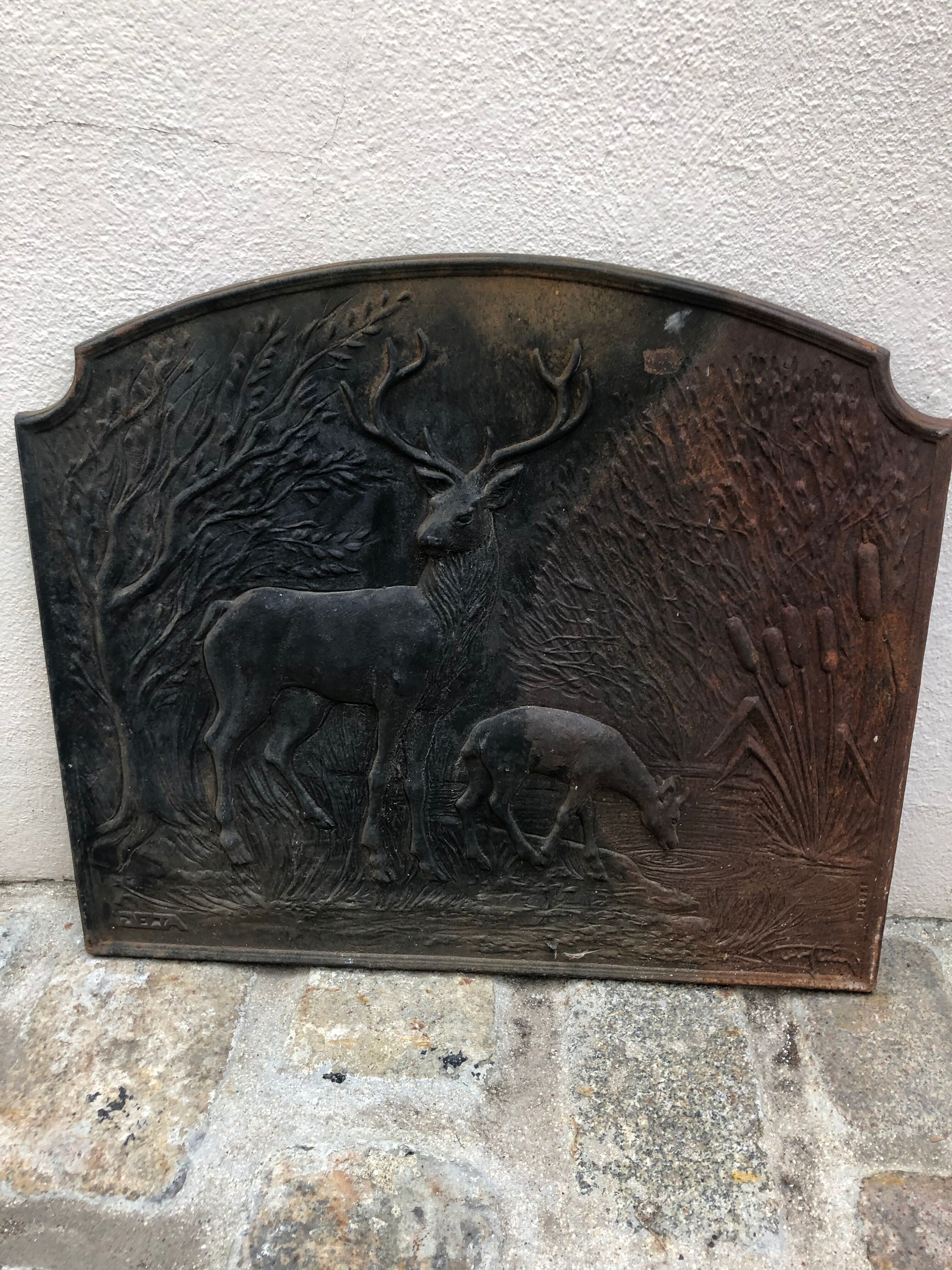 Deer and roe deer fireplace plate