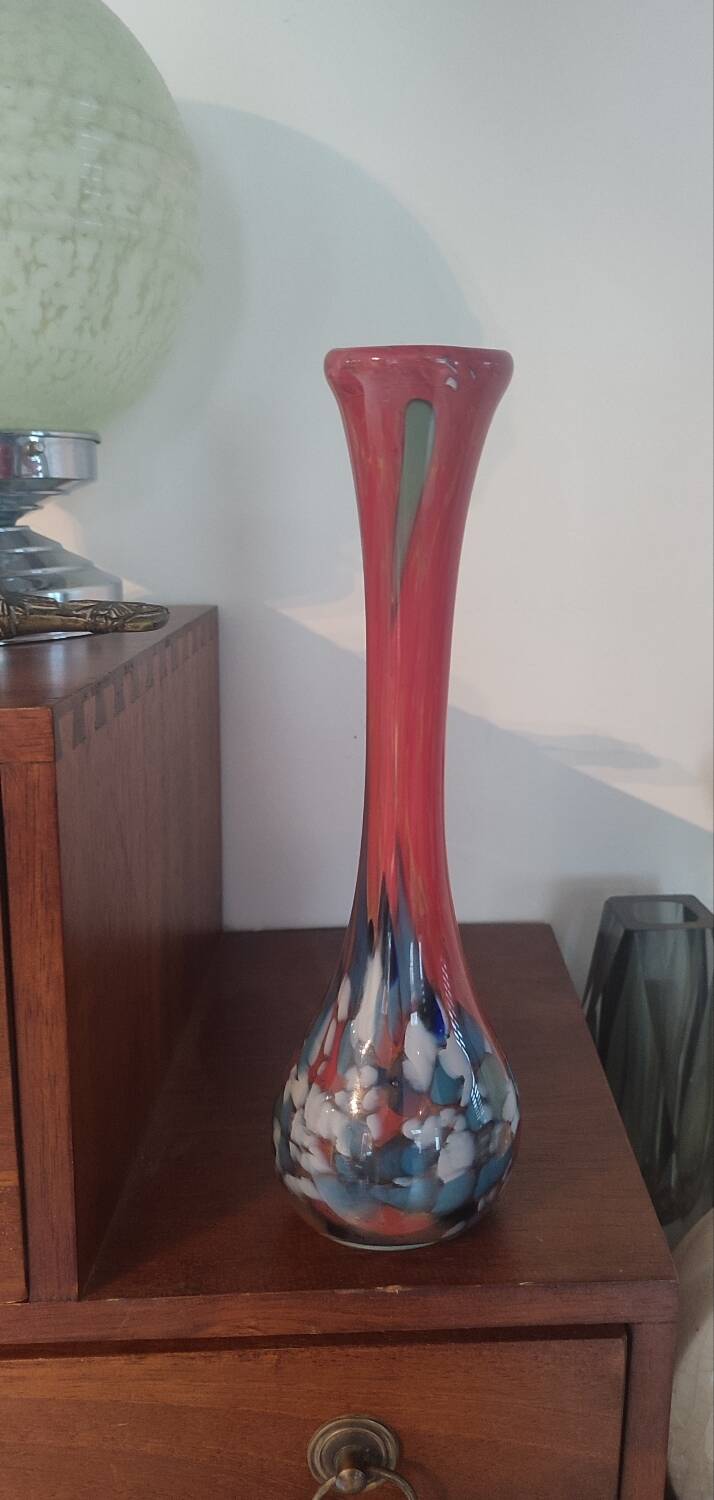 Spatter Glass Solo Flower Vase in Blown Glass from the 60s - 70s