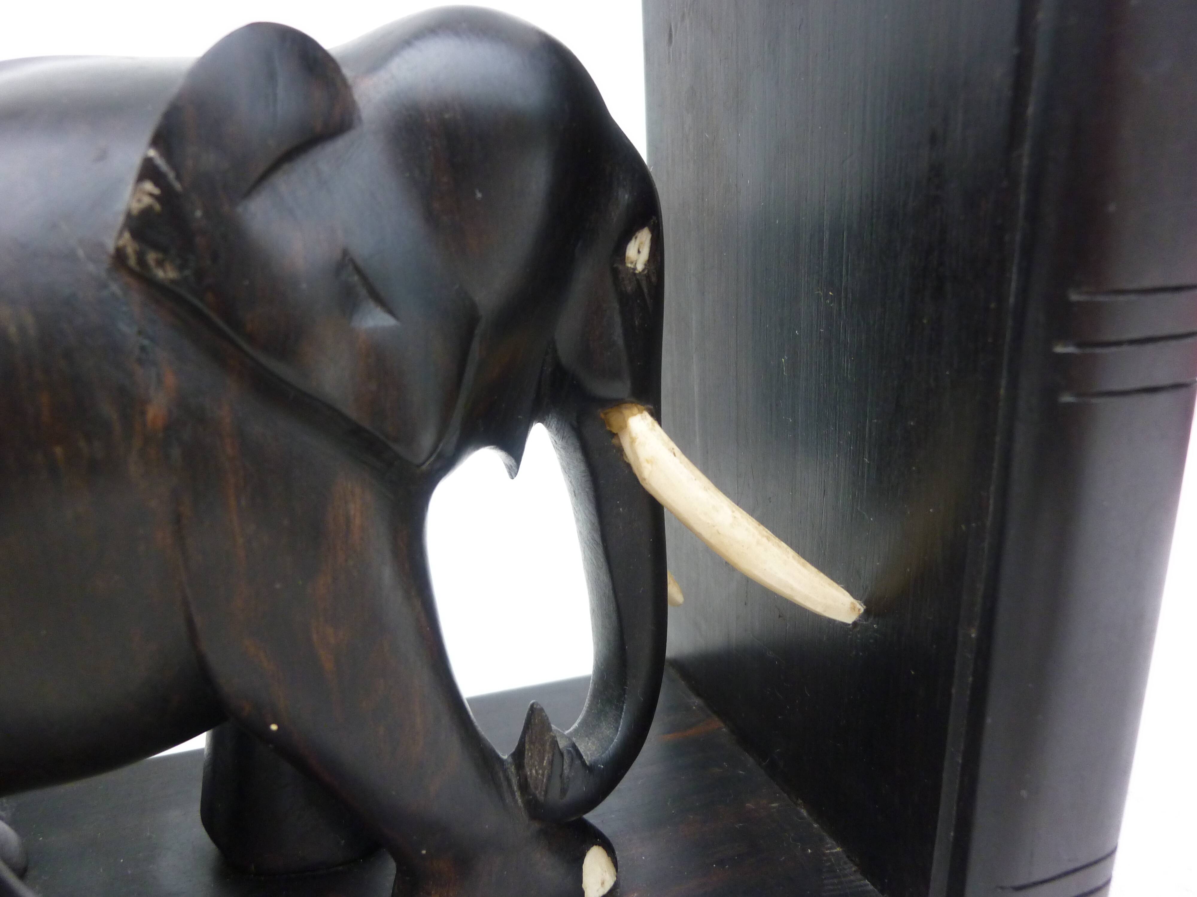 Former pair of ART DECO book greenhouses with ebony elephant motifs