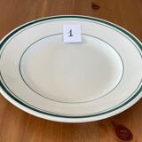 7 assiettes plates liserés vert sapin Moulin des loups