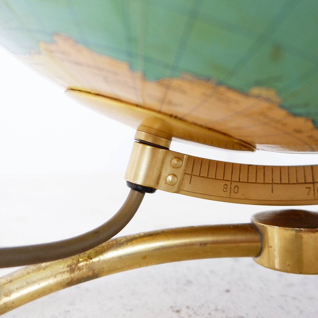 Glass & brass luminous world map by Paul Oestergaard for Colombus Verlag - 1950s