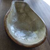 Vintage cup / storage compartment in wood and mother-of-pearl, pear-shaped