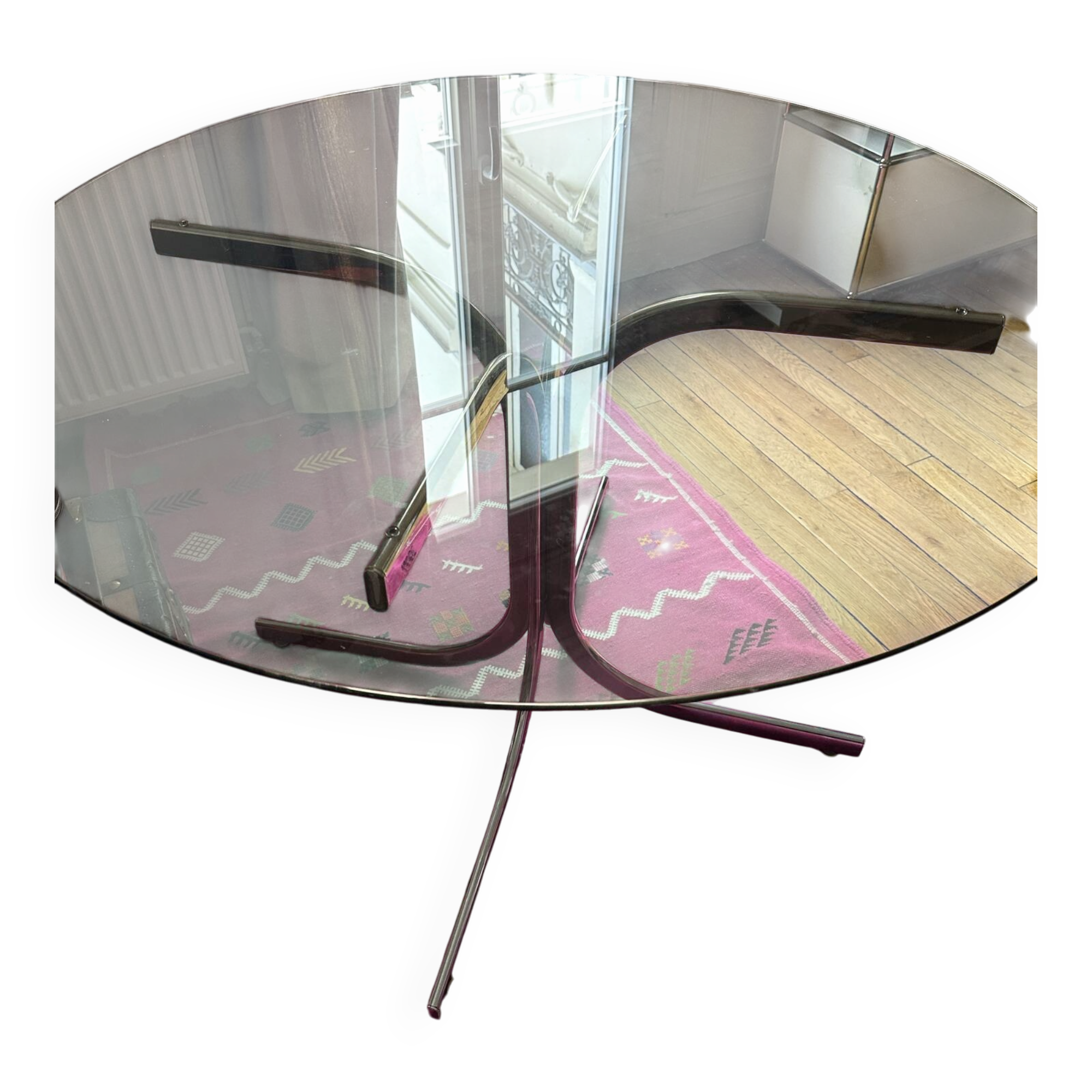 Italian glass and chrome dining table