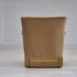 1960s, Danish lounge chair, green furniture velour, original condition.